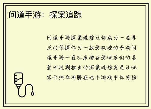 问道手游：探案追踪